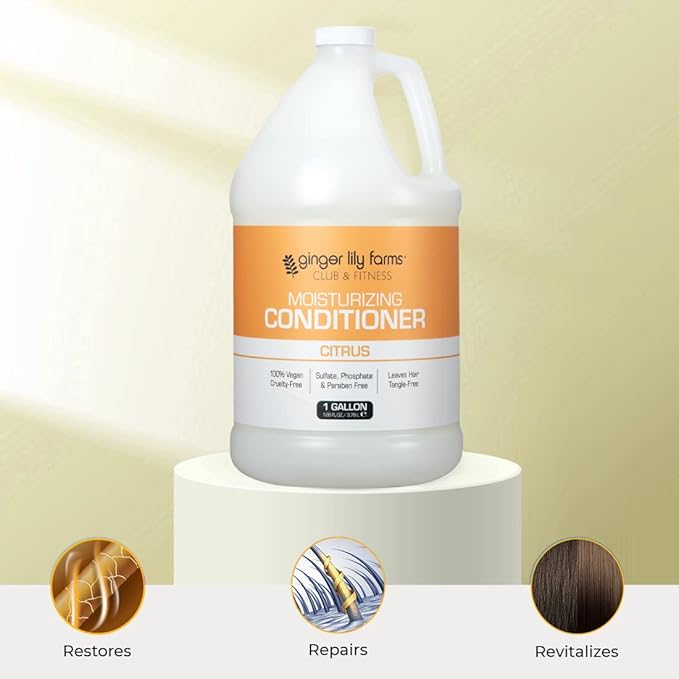 Ginger Lily Farms Club & Fitness Citrus Moisturizing Conditioner, 100% Vegan, Paraben, Sulfate, Phosphate, Gluten & Cruelty-Free, 1 Gallon (Pack of 4 )