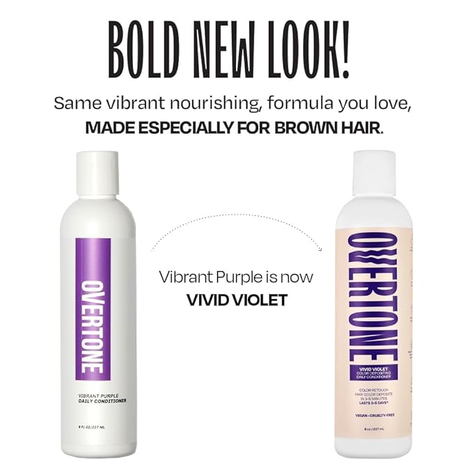 oVertone Daily Color Depositing Conditioner: 8oz Temporary Coloring Conditioner with Shea Butter & Coconut Oil, Refresh Color & Prevent Fading, Vegan & Cruelty-Free, Extreme Purple is Vivid Violet