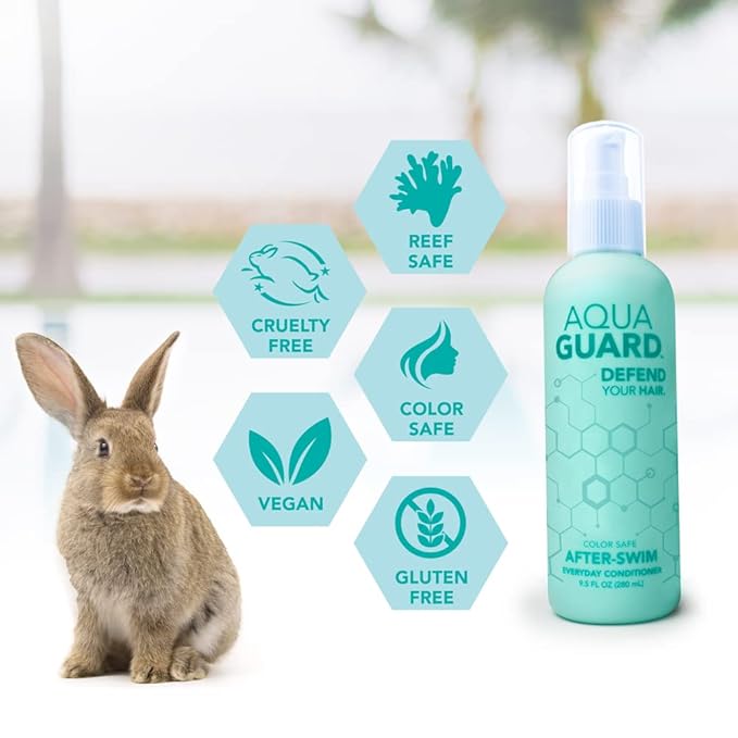 AQUA GUARD Everyday Conditioner for Pool Moms and Swimmers | Softens Hair & Removes Chlorine Damage | Paraben and Gluten Free, Vegan, Color Safe, Leaping Bunny Certified, 9.5 oz (2-Pack)