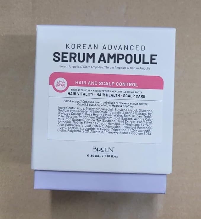 BRÜUN HS - Control Hair and Scalp Ampoule Serum – Korean Serum Booster For Hair Growth Use without Derma Pen Skin Care Serum 1.18 fl.oz