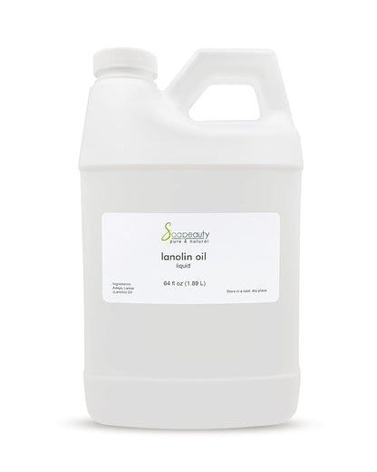 LANOLIN OIL Cold Pressed Unrefined | 100% Natural Available in Bulk | Carrier for Essential Oils, Face, Skin, Hair Moisturizer, Soap Making | (64 OZ)