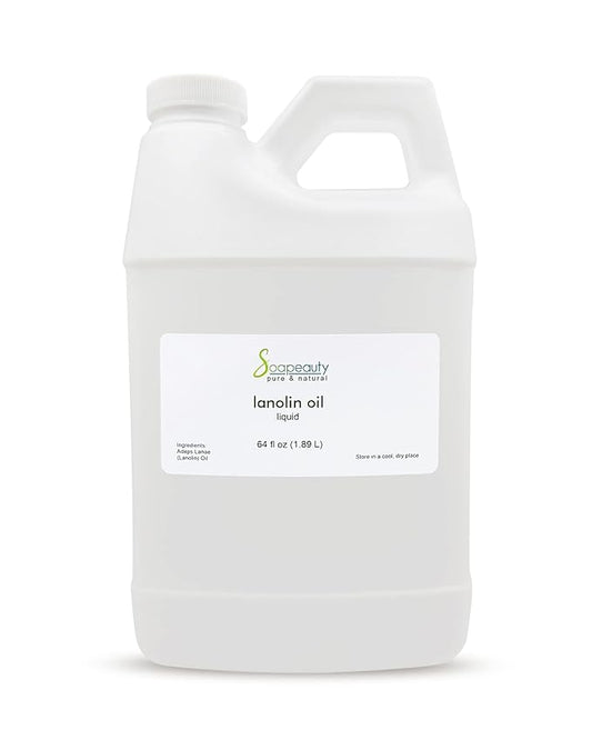 LANOLIN OIL Cold Pressed Unrefined | 100% Natural Available in Bulk | Carrier for Essential Oils, Face, Skin, Hair Moisturizer, Soap Making | (64 OZ)