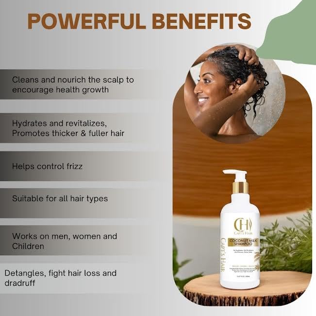 Coconut Milk Shampoo - Coconut Milk Moisturizing Shampoo for All Hair Types, Organic, Natural, and Sulfate-Free, Hydrating and Restoring, Ideal for Men and Women - (16.67 Fl Oz)