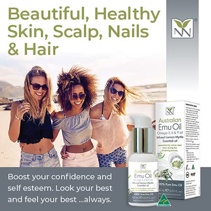 Y-Not Natural Ultra Pure Australian Emu Oil 60 mL - Luxury, Hospital Grade | Free Range Aboriginal Omega 3, 6 & 9 Oil Infused with Lemon Myrtle - Ultimate Moisturizer for Skin, Hair, Nails, and Scalp