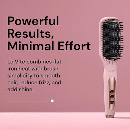 L'ANGE HAIR Le Vite Straightening Brush | Heated Straightener Flat Iron for Smooth, Anti Frizz Hair | Dual-Voltage Electric Brush Straightener | Hot Brush for Styling