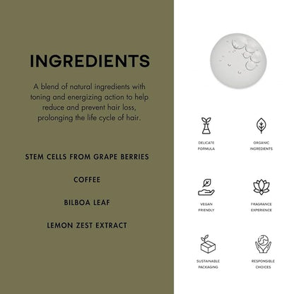 PREVIA Energising Shampoo for Thinning Hair Loss Treatment Vegan Formula with Natural Stem Cells Sulfate and Paraben Free for Thicker Fuller Hair Strengthens Roots and Promotes Hair Growth 8.45 oz