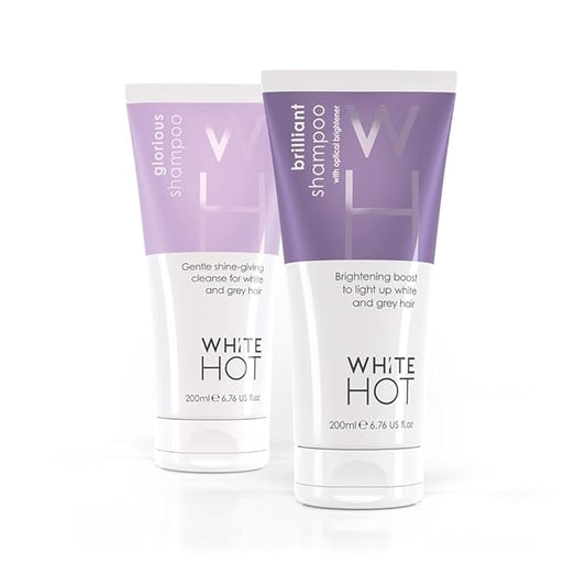 Cleanse Duo: Brilliant Shampoo & Glorious Shampoo 200ml, brightening boost and shine for white & grey hair, purple shampoo