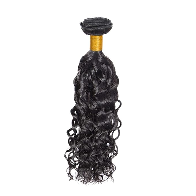#1B Human Hair Bundles Water Wave Bundles 14 Inch Unprocessed Brazilian Virgin Hair Weave 1 Bundle 50 Grams Per Bundle Natural Color Bundle Human Hair Extensions