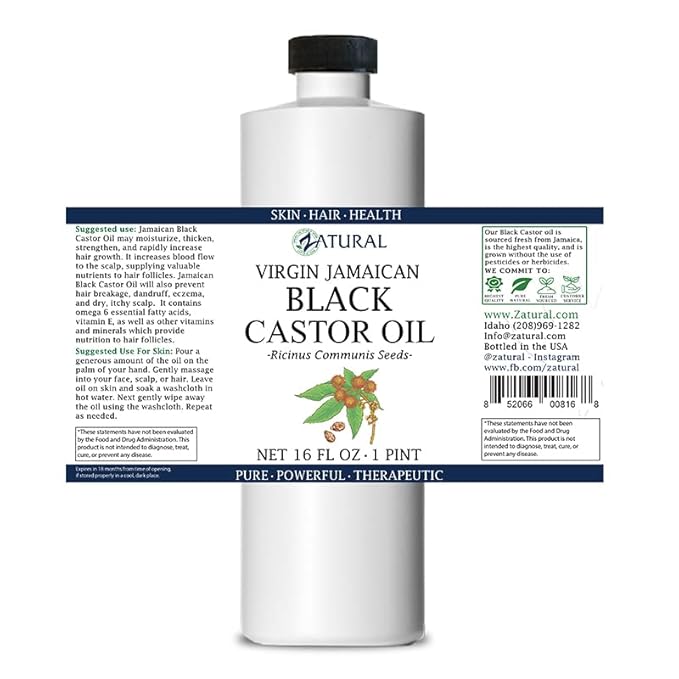 Zatural Black Castor Oil_100% Pure Tropic Jamaican Black Castor Oil (16 Ounce)