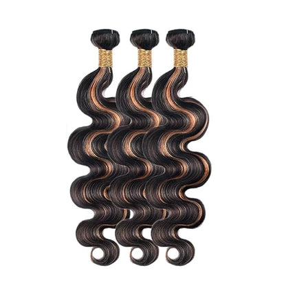 Brown With Highlight P1B30 Body Wave Bundles 1B and Light Brown Body Wave Bundles two tone Brazilian Hair Extensions Soft and Silky for Women 14 16 18 Inch