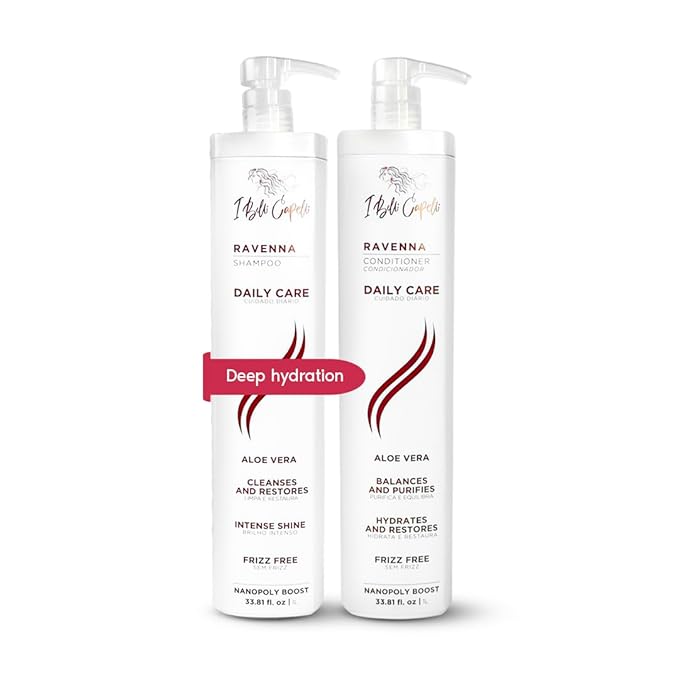 Ravenna Aloe Vera Shampoo & Conditioner Set – Sulfate & Paraben-Free, Deep Moisture, Breakage Reduction for Dry, Damaged & All Hair Types, 2×1L (33.8 fl oz each)
