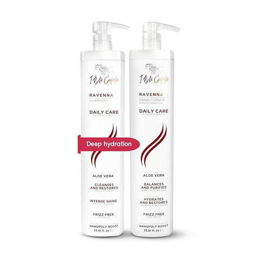 Ravenna Aloe Vera Shampoo & Conditioner Set – Sulfate & Paraben-Free, Deep Moisture, Breakage Reduction for Dry, Damaged & All Hair Types, 2×1L (33.8 fl oz each)