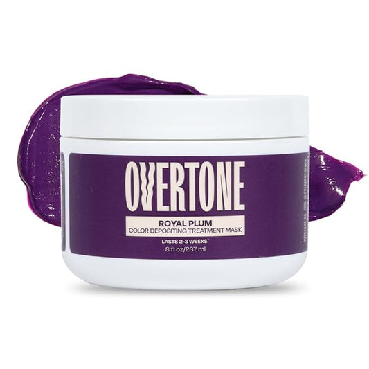Overtone Color Depositing Semi-Permanent Hair Dye Conditioner - 8 oz For Natural & Color-Treated Hair, Moisturizing Shea Butter & Coconut Oil - Vegan & Cruelty-Free, Purple For Brown is now Royal Plum