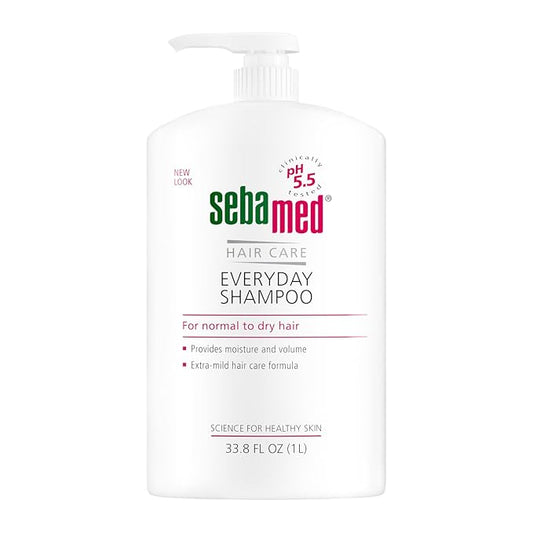SEBAMED seba med Everyday Shampoo for All Hair Types and Sensitive Scalp 33.8 Fl. Oz (1L) Hypoallergenic Dermatologist Recommended pH 5.5 Soap and Alkali Free