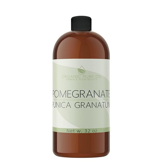 organic pure oil Pomegranate Seed Oil Pure and Organic Sourced From Seed Unrefined, Extra Virgin, Cold pressed 32 OZ for Skin Face Hair Nails Cuticles By Organic Pure Oil