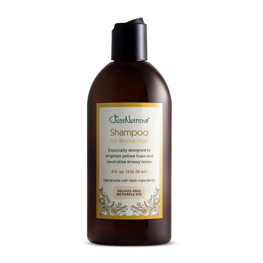 Just Nutritive Shampoo For Blonde Natural & Color-Treated Hair, Neutralize Brassy Tones, No Purple or Blue Shampoo, Paraben Free, Phthalate Free, Silicone Free, 8 oz. Bottle