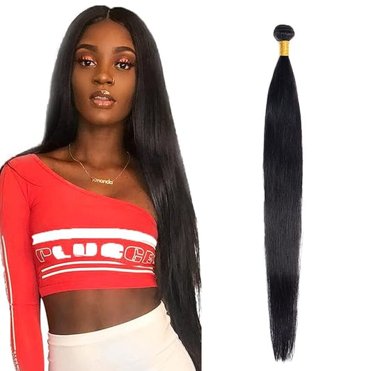 #1B Human Hair Bundles Straight Bundles 20 Inch Unprocessed Brazilian Virgin Hair Weave 1 Bundle 50 Grams Per Bundle Natural Color Bundle Human Hair Extensions