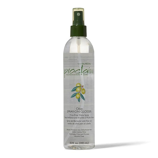 Proclaim Olive Spray On Glosser, Detangling, Smoothing, Antifrizz, Relaxed or Permed Hair, Paraben free, Sulfate Free, Enhances Color