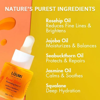 LOUMI Skincare Daily Duo - Rose Glow and Revive Retinol Drops - Moisturizing Face Oil - Lightweight Hydration - Vegan, Paraben-Free, Sulfate-Free, Cruelty-Free, Facial Skin Care for Women & Men