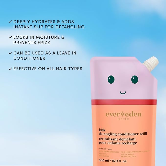 Evereden Kids Conditioner Refill, 16.9 fl oz. | Detangler for Children's Haircare | Non-toxic Conditioning for Silky Smooth Hair