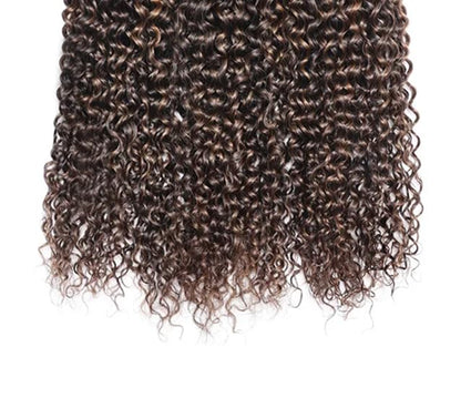 1B/30 Human Hair Bundles Highlight Curly Wave Bundle 26 28 30 Inch Brown Kinky Curly Bundles Human Hair Silky Soft Unprocessed Brazilian Remy Hair Extensions 3Pcs/Set Deals