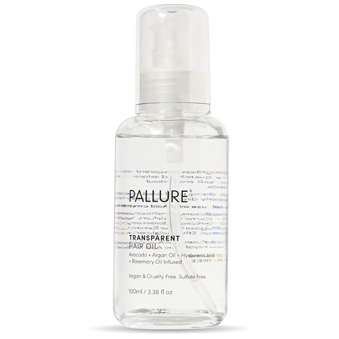 Transparent Hair Oil Treatment, To Support Thicker, Voluminous, Fuller Looking Hair, Infused with Hyaluronic Acid, Biotin, Avocado and Rosemary Oil (3.4 Fl Oz)