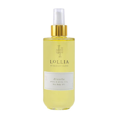 LOLLIA Breathe Dry Body Oil, 6.8 Fl. Oz. – Peony & White Lily – Women’s Scented, Moisturizing, Dry Body Oil for Women, For All Skin Types