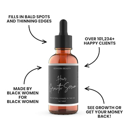 Rennora Hair Growth Serum with Organic Herbs and Natural Vitamins, Peppermint Oil, Stinging Nettle, and Rosemary Oil, No Chemicals, Formulated for Hair Regrowth (4 Pack - 120 Day Supply)