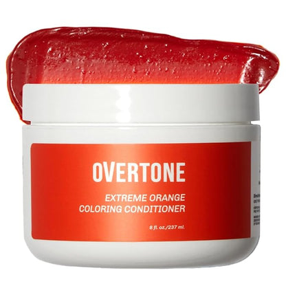 Overtone Color Depositing Semi-Permanent Hair Dye Conditioner - 8 oz For Natural & Color-Treated Hair, Moisturizing Shea Butter & Coconut Oil - Vegan & Cruelty-Free, Extreme Orange is now Poppy Orange