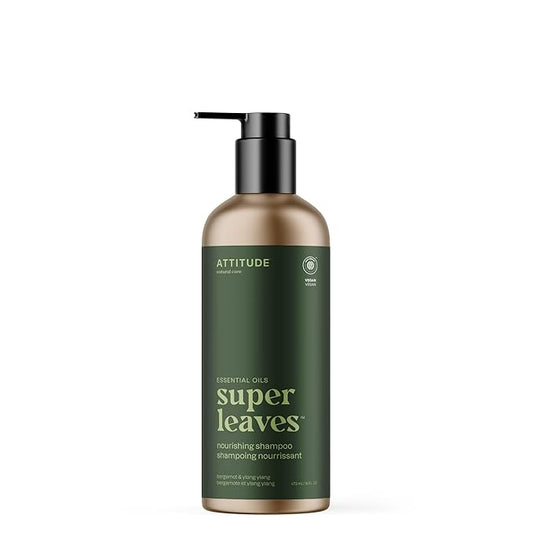 ATTITUDE Nourishing Shampoo, Bergamot & Ylang Ylang, EWG Verified with Essential Oils, Vegan & Plant-Based, Aluminum Bottle, Moisturizing Hair Care for Dry Hair, 16 Fl Oz