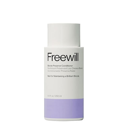 Freewill Blonde Preserve Purple Conditioner, Sulfate-Free Toning Conditioner for Blonde Hair, Neutralizes Brassiness, Enhances Natural & Color-Treated Hair, Boosts Shine, 8.5 oz