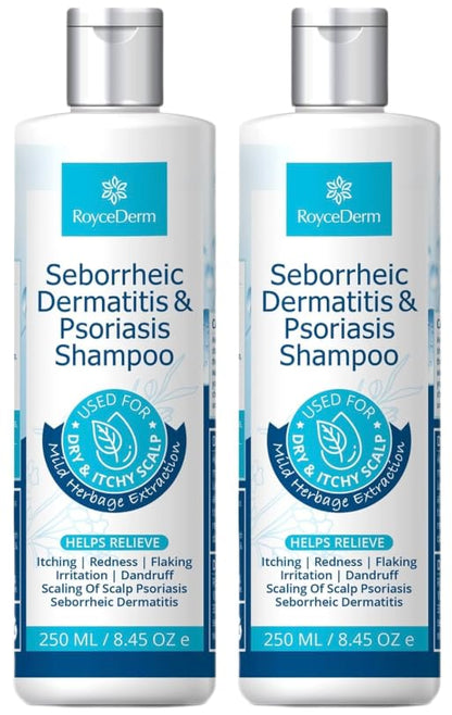 Roycederm Psoriasis Shampoo, Seborrheic Dermatitis Shampoo, Folliculitis, Dandruff, Scalp Psoriasis & Seborrheic Dermatitis Treatment, Dry Itchy Scalp Treatment - 2 Pack