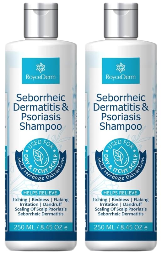 Roycederm Psoriasis Shampoo, Seborrheic Dermatitis Shampoo, Folliculitis, Dandruff, Scalp Psoriasis & Seborrheic Dermatitis Treatment, Dry Itchy Scalp Treatment - 2 Pack