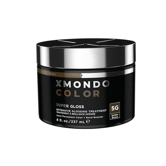 XMONDO Color Super Gloss Golden Brown Semi-Permanent Hair Dye, Vegan Formula Color Depositing Hair Mask with Plant-Based Protein for Nourishment, Revitalization, and Repair, 8 Fl. Oz
