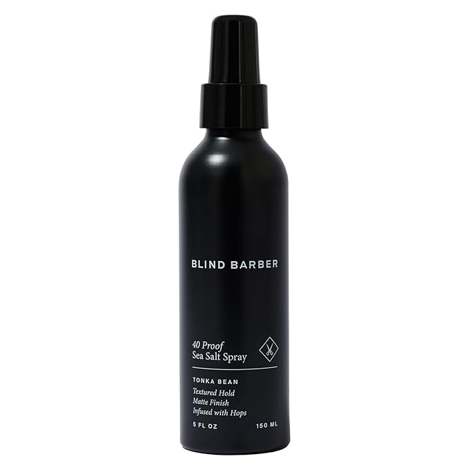 Blind Barber 40 Proof Sea Salt Spray for Men -  Salt Water Hair Spray for Volume & Texture - Water-Based Matte Finish with Light-Medium Hold - Enhances Beach Waves & Body - Tonka Bean Scent (5  Fl oz)