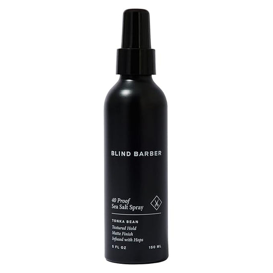 Blind Barber 40 Proof Sea Salt Spray for Men -  Salt Water Hair Spray for Volume & Texture - Water-Based Matte Finish with Light-Medium Hold - Enhances Beach Waves & Body - Tonka Bean Scent (5  Fl oz)
