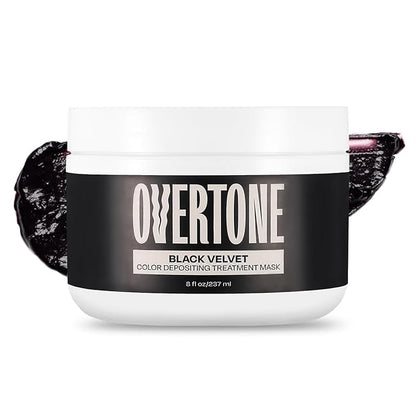 Overtone Color Depositing Semi-Permanent Hair Dye Conditioner - 8 oz For Natural & Color-Treated Hair, Moisturizing Shea Butter & Coconut Oil - Vegan & Cruelty-Free, Rich Velvet is now Black Velvet