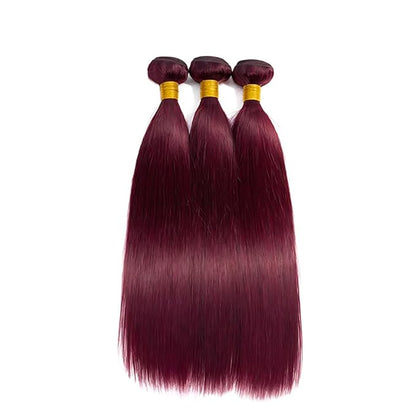 Wine Red Burgundy Straight Bundles Color 99j Burgundy Human Hair Straight Bundles 12 14 16 Inch Double Weft Brazilian Hair Extensions Soft and Silky for Women