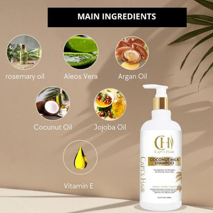 Coconut Milk Shampoo - Coconut Milk Moisturizing Shampoo for All Hair Types, Organic, Natural, and Sulfate-Free, Hydrating and Restoring, Ideal for Men and Women - (16.67 Fl Oz)