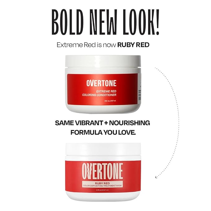 Overtone Color Depositing Semi-Permanent Hair Dye Conditioner - 8 oz For Natural & Color-Treated Hair, Moisturizing Shea Butter & Coconut Oil - Vegan & Cruelty-Free, Extreme Red