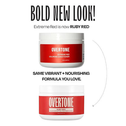 Overtone Color Depositing Semi-Permanent Hair Dye Conditioner - 8 oz For Natural & Color-Treated Hair, Moisturizing Shea Butter & Coconut Oil - Vegan & Cruelty-Free, Extreme Red