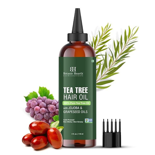 Botanic Hearth Tea Tree Oil For Hair (4 Fl Oz) | With Jojoba & Grapeseed Oils | Soothes Itchy Scalp & Fights Dandruff | Non Gmo Verified - Hair Tonic