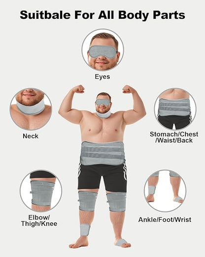10 Pcs Castor Oil Pack Wrap, Plus Size for Men & Women, XL Reusable Castor Oil Pack Set for Eyes Neck Stomach Waist Knees Legs Feet, Flannel Cotton, Anti Oil Leak, Machine Washable (Light Gray)