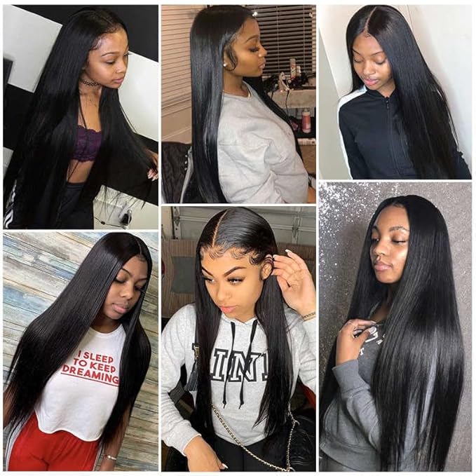 Natural Color Straight Human Hair Bundles Brazilian Unprocessed Virgin Remy Hair 1 Bundle 24 Inch Double Weft Real Natural Black Straight Hair Weave