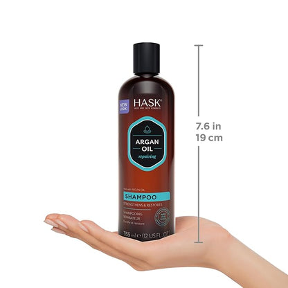 HASK Argan Oil Repairing Shampoo + Conditioner Set | Color Safe, Sulfate-Free, Paraben-Free, Gluten-Free, Cruelty-Free, For All Hair Types