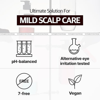 RYO Strengthen & Volume Shampoo with Korean Ginseng & Caffeine - Volumizing and Revitalizing for Fine Hair, Anti Loss Care, Strengthening hair roots, 16 Fl Oz.