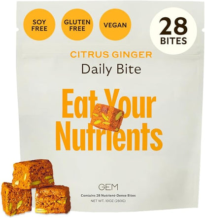 GEM Daily Multivitamin for Women & Men, 20+ Vitamins & Minerals zinc, Vitamin D, B, K, Folic Acid, Turmeric, Beta Glucan GLP-1 booster, Supports Gut, Skin, Brain, Immunity (Citrus Ginger, 28 Servings)
