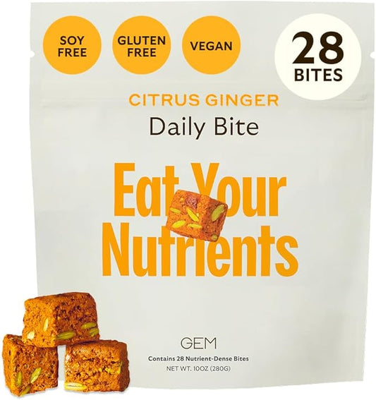 GEM Daily Multivitamin for Women & Men, 20+ Vitamins & Minerals zinc, Vitamin D, B, K, Folic Acid, Turmeric, Beta Glucan GLP-1 booster, Supports Gut, Skin, Brain, Immunity (Citrus Ginger, 28 Servings)