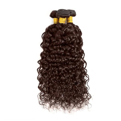 Brown Water Wave Bundles Human Hair Color 4 Bundle Niegmeag Peruvian Virgin Soft and Silky Remy Hair 3 Bundles 12 12 12 Inch Double Weft Hair Weave 300g