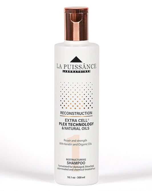 LA PUISSANCE Extra Cell Plex Shampoo Step 1 - Deep Repair for Severely Damaged Hair - Ideal for Color-Treated, Bleached, and Chemically-Treated Hair - 10.1 fl oz for Home and Salon Use